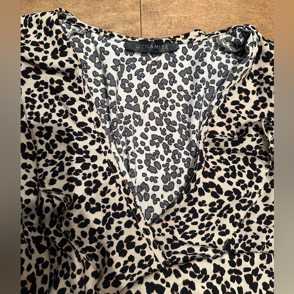 Long Sleeve Cheetah/Animal Print Dynamite Dress with Collar and Ruffles - Picture 6 of 6